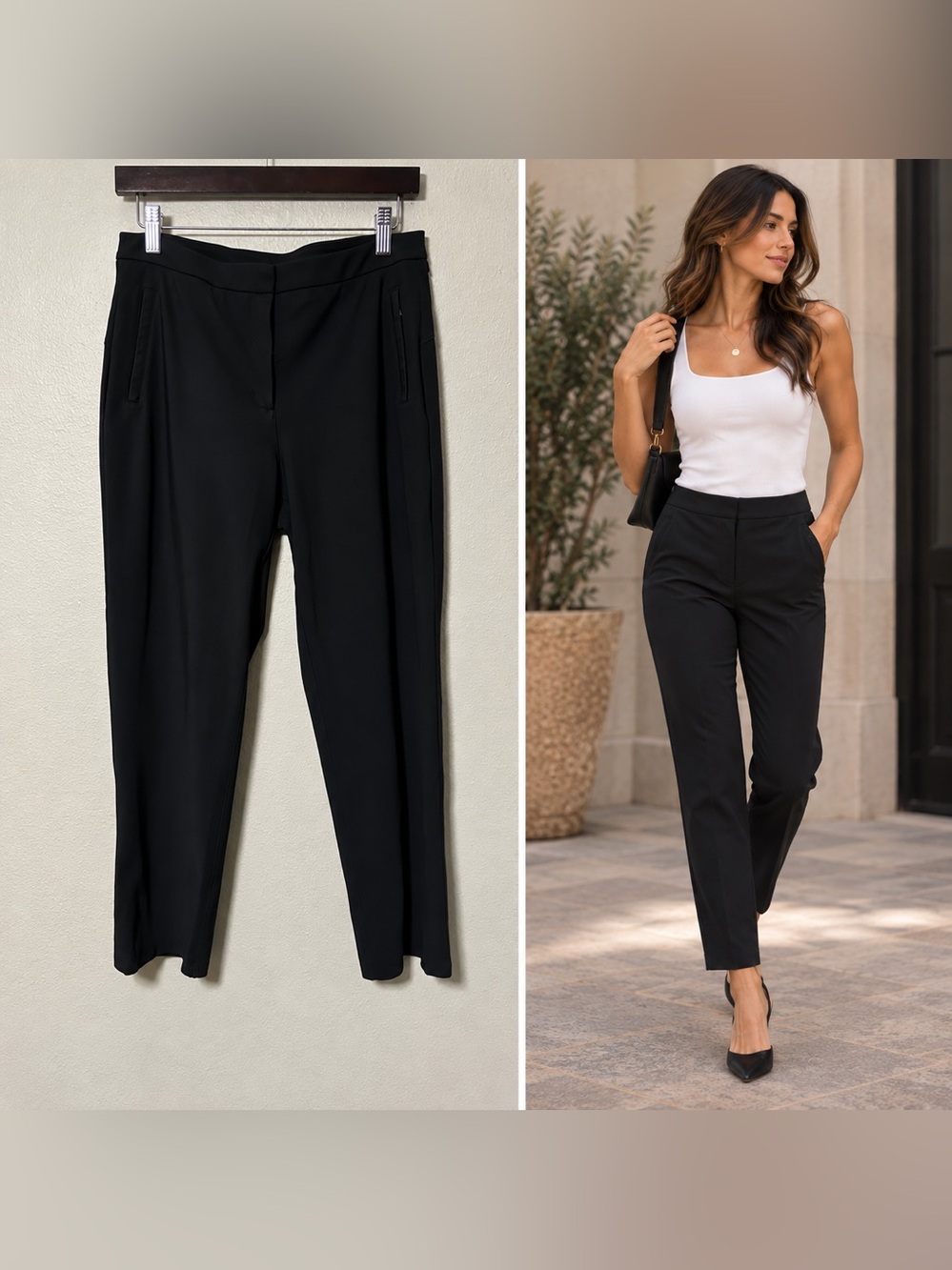 Lululemon Women’s Black Utilitech Relaxed-Fit Mid-Rise Trousers Size 8